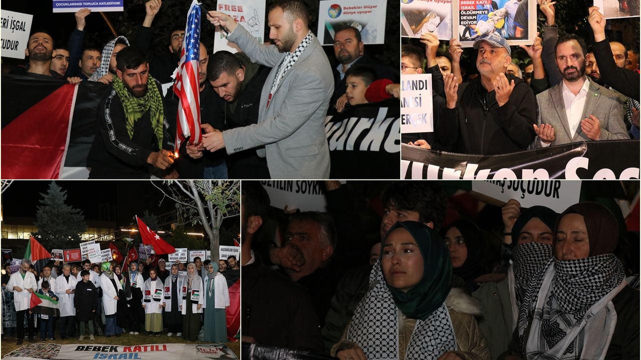 Siyonist işgalcilerin Gazze katliamı işgalci ABD Büyükelçiliği önünde prosetso edildi