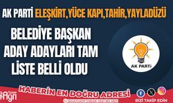 AK Parti Eleşkirt, Tahir,Yücekapı,Yayladüzü Belediye Başkan Aday Adayları