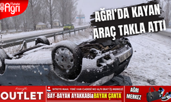 Ağrı’da kayan araç takla attı