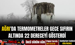 Ağrı'da termometreler gece sıfırın altında 22 dereceyi gösterdi.