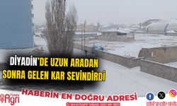 Diyadin'de Uzun Aradan Sonra Yağan Kar sevindirdi