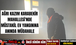 Ağrı Kazım Karabekir Mahallesi'nde Müstakil Ev Yangınına Anında Müdahale