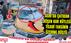 Ağrı'da çatıdan düşen kar ticari taksiye zarar verdi