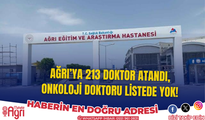 Ağrı’ya 213 Doktor Atandı, Onkoloji Doktoru Listede Yok