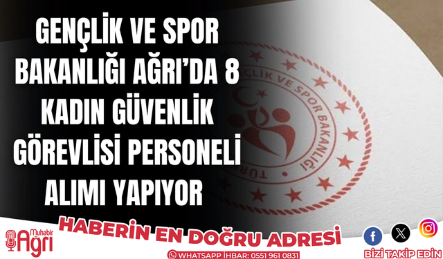 Ağrı’da gençlik ve spor bakanlığı güvenlik personeli alacak