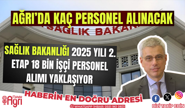 Sağlık bakanlığı 2.etap personel alımı başlıyor. Ağrı'da kaç personel alınacak