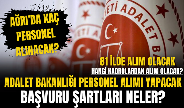 Adalet bakanlığı personel alımı yapacak? Ağrı’da sayı kaç?