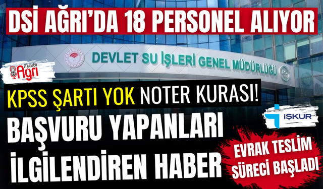 DSİ Ağrı'da personel alımı yapıyor! işte istenilen evraklar!