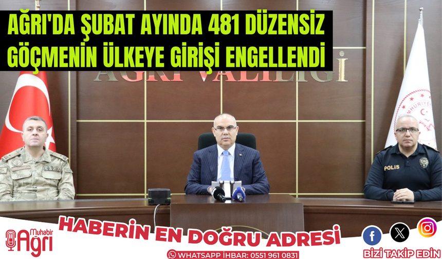 Ağrı'da şubat ayında 481 düzensiz göçmenin ülkeye girişi engellendi