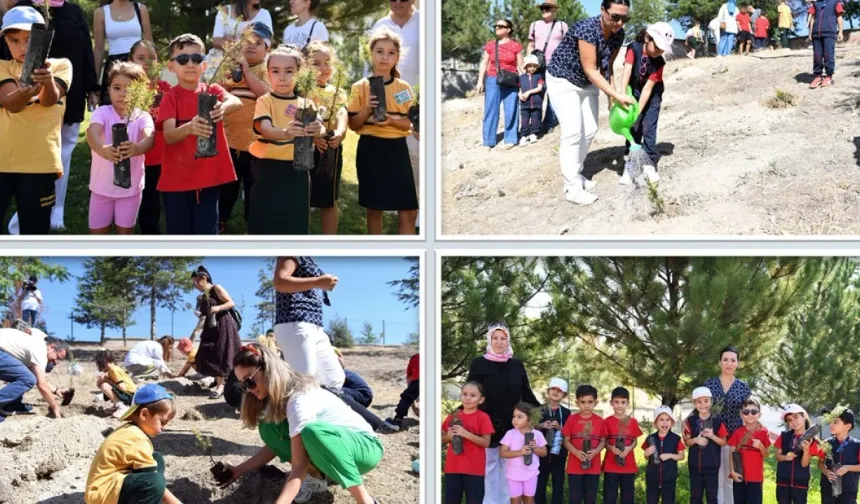 İlkokulların uyum haftasında fidanlar toprakla buluştu