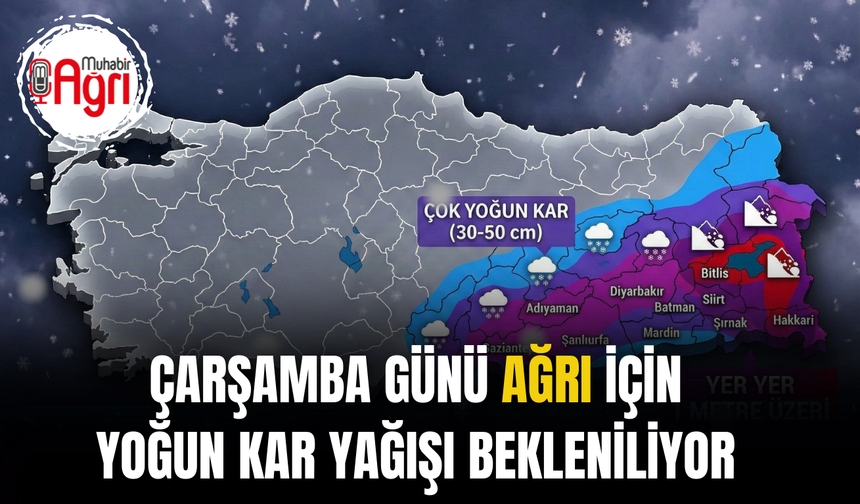 Ağrı’da 31 Aralık Çarşamba Günü Yoğun Kar Yağışı Bekleniyor!