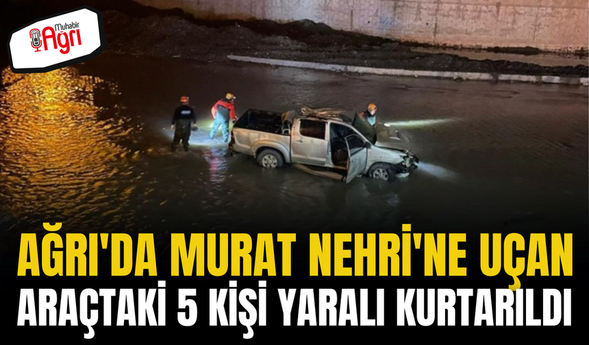 Ağrı'da Murat Nehri'ne uçan araçtaki 5 kişi yaralı kurtarıldı