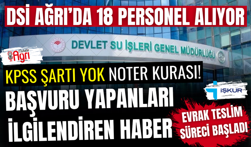 DSİ Ağrı'da personel alımı yapıyor! işte istenilen evraklar!